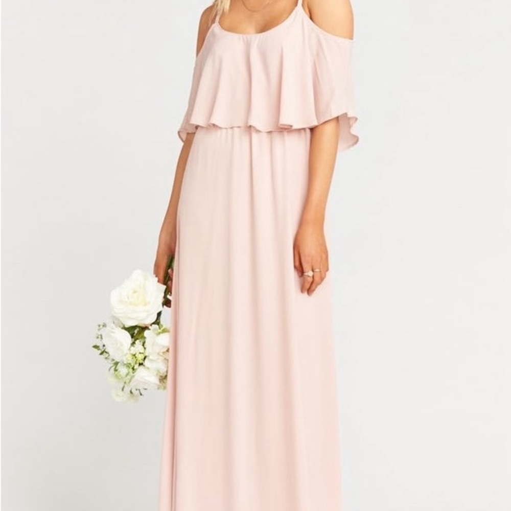Show Me Your Mumu Caitlin Ruffle Maxi Dress Rosebud Chiffon NWT